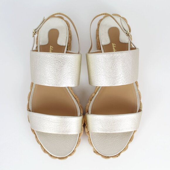 New Salvatore Ferragamo Metallic Leather SandalLuxe Comfort for Summer Chic